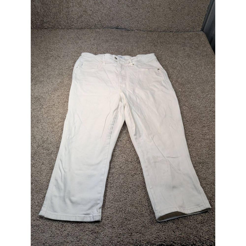 Judy Blue White Denim Capri Pants High Rise Straight Leg 18W JB78121-WHT